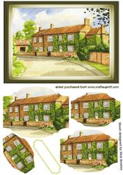 Pretty Picture of a Row of Cottages Bracket Pyramids