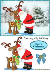 Big Santa Cuddles with His Reindeer