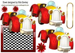Red and Yellow Toon Car Over the Edge Card