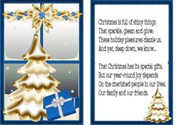 Gold Tree with Blue Window, Card & Insert