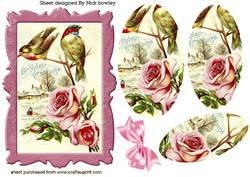 Birds and Pink Roses Oval Pyramids