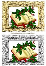 Holly and Bible Card Fronts in Silver/gold Frames