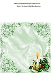White Candle Holder with Holly 8x8 Insert