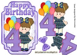 My Fourth Birthday Litle Girl with Her Balloons