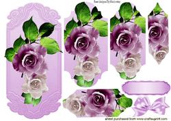 Pretty Pink/purple Roses on a Plaque Bracket Pyramids