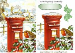 Snow Village with Letterbox & Robin