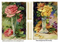 Yellow and Pink Roses in Vases Card Fronts