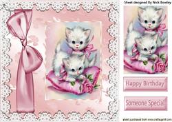 Cute Kitties Playing on a Cushion 8x8