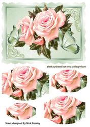 Pretty Pink Roses with Butterflies Bracket Pyramids