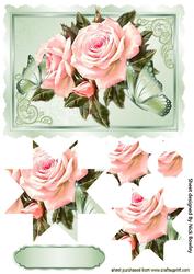 Pretty Pink Roses with Butterflies Star Pyramids