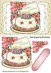 Lovely Birthday Cake with Roses in Ornate Frame