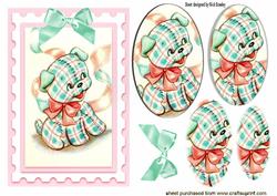 Cuddley Patchwork Puppy with Bow Oval Pyramids