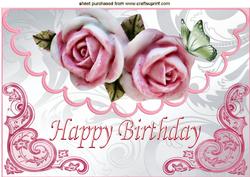 Pretty Pink Roses on Scalloped Envelope A4