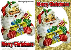 Santa Holding Lots of Presents, in Glitter Frame