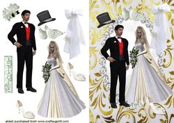 Gorgeous Wedding Couple in Diamond Frame with Accessories