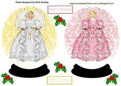Snow Globes of Christmas Angels with Holly