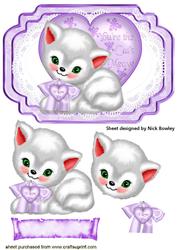 You're the Cats Meow! Love U Kitten in Lilac on Lace