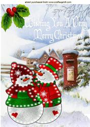Illuminated Mr & Mrs Snowman in Snow Scene A4