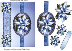 Pretty Blue Poinsettias with Bell Border