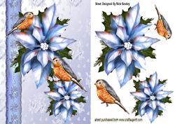 Robins and Pretty Poinsettias