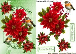 Red Poinsettias with Little Robins