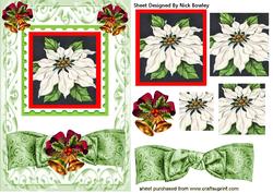 Lovely Poinsettias and Gold Bells with Bow Pyramids