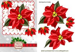 Pretty Red Poinsettia with Bow & Holly