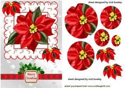 Red Poinsettias with Bow Circle Pyramids