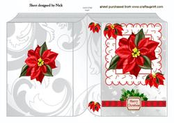 Pretty Red Poinsettia with Bow Folded Book