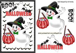 !boo! Ghost with Bats, & Pumpkin