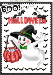 !boo! Ghost with Pumpkin A4