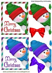 Peeking Snowmen Toppers with Bows