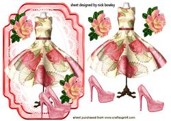 Floral Pink Dress with Sparkle Shoes and Roses