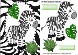 Cute Zebra with Leaves in Frame