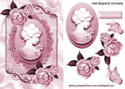 Cameo Lady with Roses in Shades of Rose