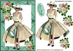 Elegant Lady in Pretty Dress with Roses