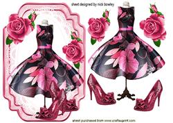 Pink Floral Dress with Roses on Lace