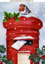 Letter Box with Snow & Holly with Little Robin A4