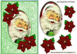 Happy Santa with Pretty Red Poinsettias