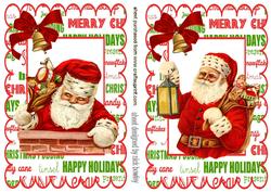 Lovely Vintage Santas with Bells Card Fronts