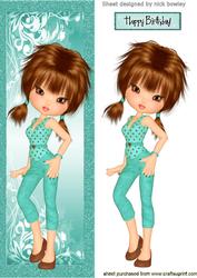 Pretty in Turq in Glitter Leaf Frame Tall Dl