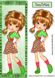 Pretty Girl in Pigtails and Green Boots, Denim Tall Dl