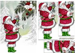 Santa with Little Robin in the Snow Pyramids