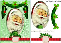 Lovely Smiling Santa with Holly Swag and Topper