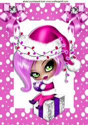 Cute Little Girl Sitting on a Christmas Present A4