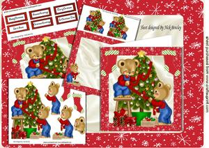 Teddies Dressing the Christmas Tree 8x8 Mini Kit