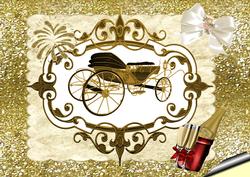 Beautiful Vintage Carriage in Gold Ornate Frame A4 Topper