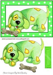 Toon Green Painted Dog with His Bone