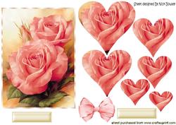 Pretty Pink Roses with Bow Heart Pyramids