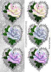 Silver Frilly Hearts, Pink, Silver, and Lilac Roses Tall Dl